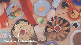  Presentation with chiken - Colorful slide set enhanced with chiken - top view of group backdrop and a coral colored foreground