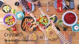  Presentation with small group top view - PPT layouts having chiken - top view of group background and a coral colored foreground