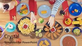  Presentation with chiken - Colorful PPT theme enhanced with chiken - top view of group backdrop and a  colored foreground