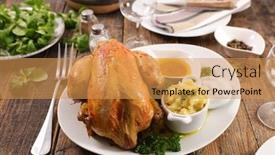  Presentation with chiken - Cool new PPT theme with chiken-poultry-with-mashed-potato backdrop and a yellow colored foreground
