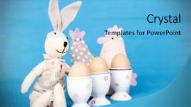  Presentation with life - Presentation design consisting of chiken template - retro still life of easter background and a light blue colored foreground