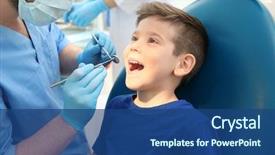  Presentation with clinic nurses - Amazing theme having oral child - dentist examining little boy's teeth backdrop and a ocean colored foreground