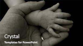  Presentation with daughter - Slides enhanced with new born child - father holding his daughter's hand background and a dark gray colored foreground