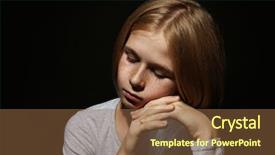  Presentation with sad girl - Presentation theme featuring child abuse - portrait of sad little girl background and a tawny brown colored foreground