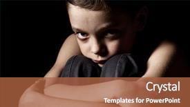  Presentation with abuse child - PPT theme with child abuse - sad boy on black background background and a red colored foreground