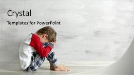  Presentation with abuse - Audience pleasing presentation consisting of child abuse - sad little boy sitting backdrop and a light gray colored foreground