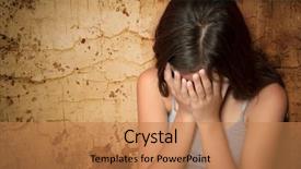  Presentation with abuse - Slides enhanced with child abuse - teenage girl crying sitting background and a coral colored foreground