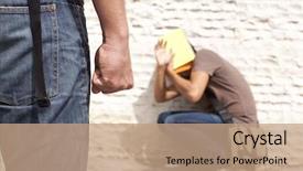  Presentation with abuse - PPT theme consisting of child abuse - teenager student with fear background and a coral colored foreground