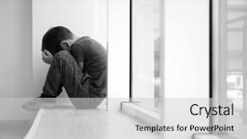  Presentation with domestic violence - Audience pleasing presentation design consisting of child abuse neglect - little boy sitting on windowsill backdrop and a light gray colored foreground