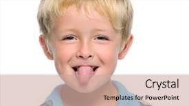  Presentation with kid chef - Cool new presentation design with cheeky kid making funny expressions backdrop and a soft green colored foreground