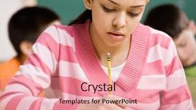  Presentation with math notebook for high school - Cool new PPT layouts with child adolescent - concentrating student writing in notebook backdrop and a coral colored foreground