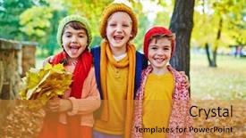  Presentation with child adolescent - Slide set featuring child adolescent - ecstatic children having good time background and a gold colored foreground