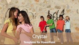  Presentation with adolescence kids - Audience pleasing PPT theme consisting of child adolescent - group of kids flirting backdrop and a  colored foreground