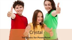  Presentation with kids - Presentation theme consisting of child adolescent - kids showing ok sign isolated background and a yellow colored foreground