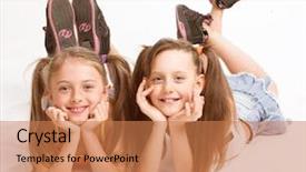  Presentation with adolescent girls - Audience pleasing slide deck consisting of child adolescent - two beautiful girls laying backdrop and a  colored foreground