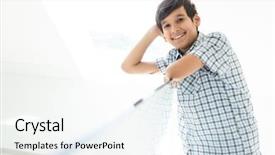  Presentation with home domestic market - Colorful slide set enhanced with child adolescent development - happy boy at home backdrop and a  colored foreground