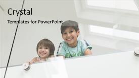  Presentation with home - Beautiful PPT layouts featuring child adolescent development - happy boy at home backdrop and a  colored foreground