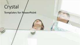  Presentation with home - Slide deck with child adolescent development - happy boy at home background and a  colored foreground