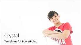  Presentation with home loan interest - Slide deck featuring child adolescent development - happy boy at home background and a white colored foreground