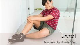  Presentation with home domestic market - Audience pleasing slides consisting of child adolescent development - happy boy at home backdrop and a  colored foreground