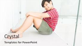  Presentation with home - PPT layouts consisting of child adolescent development - happy boy at home background and a  colored foreground