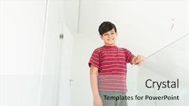  Presentation with home inspections - Beautiful slides featuring child adolescent development - happy boy at home backdrop and a  colored foreground