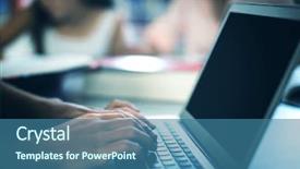  Presentation with school growth and development - Theme consisting of child adolescent development - student using laptop in library background and a ocean colored foreground