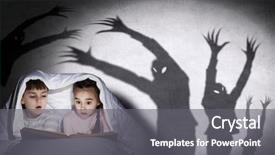  Presentation with kids reading book - Theme featuring two little kids reading book background and a gray colored foreground