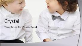  Presentation with control - Beautiful slides featuring child afuse - little boy holds control console backdrop and a  colored foreground