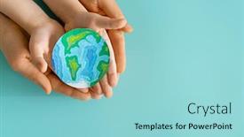  Presentation with earth day - Presentation theme enhanced with child-and-adult-holding-planet background and a arctic colored foreground