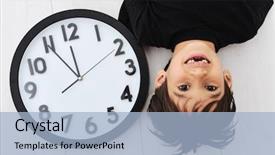 Presentation with time - Audience pleasing PPT theme consisting of child and clock time concept backdrop and a light blue colored foreground