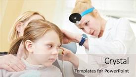  Presentation with ear nose throat - Amazing presentation theme having child and endoscope otolaryngology backdrop and a soft green colored foreground