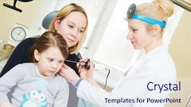  Presentation with ear nose throat - Presentation theme featuring child and endoscope otolaryngology background and a sky blue colored foreground