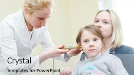  Presentation with ear nose throat - Cool new PPT layouts with child and endoscope otolaryngology backdrop and a sky blue colored foreground