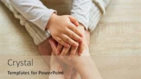  Presentation with trust - PPT theme with child-and-family-stack-hands background and a coral colored foreground