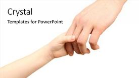  Presentation with father - Cool new presentation theme with child and father hands isolated backdrop and a sky blue colored foreground