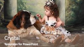  Presentation with saint - Beautiful PPT theme featuring child and her saint bernard backdrop and a  colored foreground