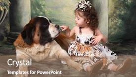  Presentation with saint - Beautiful presentation theme featuring child and her saint bernard backdrop and a  colored foreground