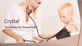  Presentation with metabolic doctor examining - Audience pleasing slides consisting of child and measuring his blood backdrop and a lemonade colored foreground