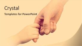  Presentation with mother and child health care - PPT theme having child and mother hands together background and a blonde colored foreground