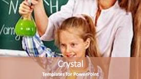  Presentation with chemistry - Beautiful PPT layouts featuring child and teacher holding flask in chemistry class backdrop and a coral colored foreground