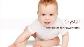  Presentation with baby sitting - Audience pleasing presentation design consisting of toddler concept - smiling baby backdrop and a lemonade colored foreground