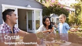  Presentation with home garden - Audience pleasing theme consisting of child angel - family at home eating outdoor backdrop and a coral colored foreground