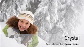 Presentation with angel - Slide set enhanced with child angel - girl in the snow background and a light gray colored foreground