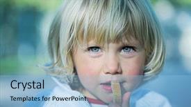  Presentation with eating - Colorful presentation theme enhanced with child angel - portrait of little girl eating backdrop and a light blue colored foreground