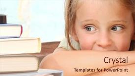  Presentation with anxiety - Presentation theme with child anxiety - girl with books background and a coral colored foreground