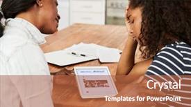  Presentation with child anxiety - Colorful slide deck enhanced with child anxiety - mother helps stressed teenage daughter backdrop and a red colored foreground