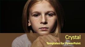  Presentation with child anxiety - Presentation theme having child anxiety - portrait of sad little girl background and a tawny brown colored foreground