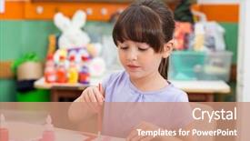  Presentation with classroom tests - Audience pleasing PPT theme consisting of child art - cute little girl painting backdrop and a  colored foreground