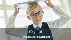  Presentation with developer - Slide set enhanced with child-as-a-businessman background and a tawny brown colored foreground